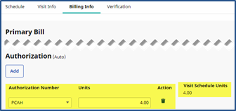 Authorization on Bill Info Tab